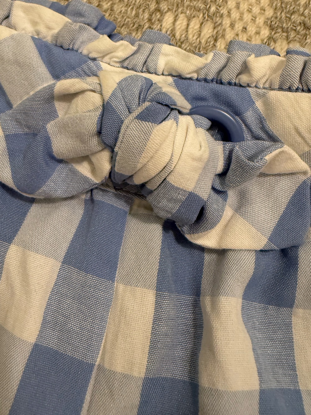 Mayoral Girl’s Size 7 Blue & White Gingham Shorts Bow and Ruffled Waistband - Picture 3 of 8